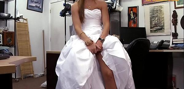  Woman in wedding dress boned by pawn man